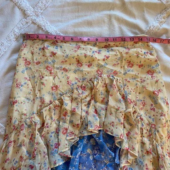 LoveShackFancy Lisette Asymmetric Silk Tiered Ruffle Maxi Skirt - Size 10 - Picture 11 of 14